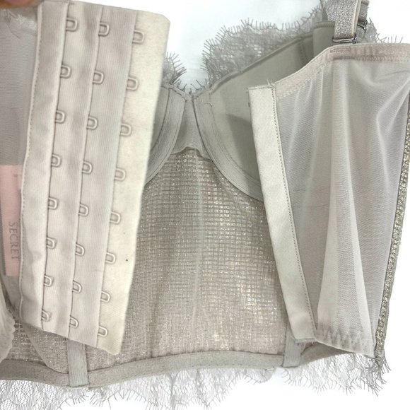 Victoria's Secret Dream Angels Bustier Gold Chantilly Lace Lined Strapless - Picture 11 of 12